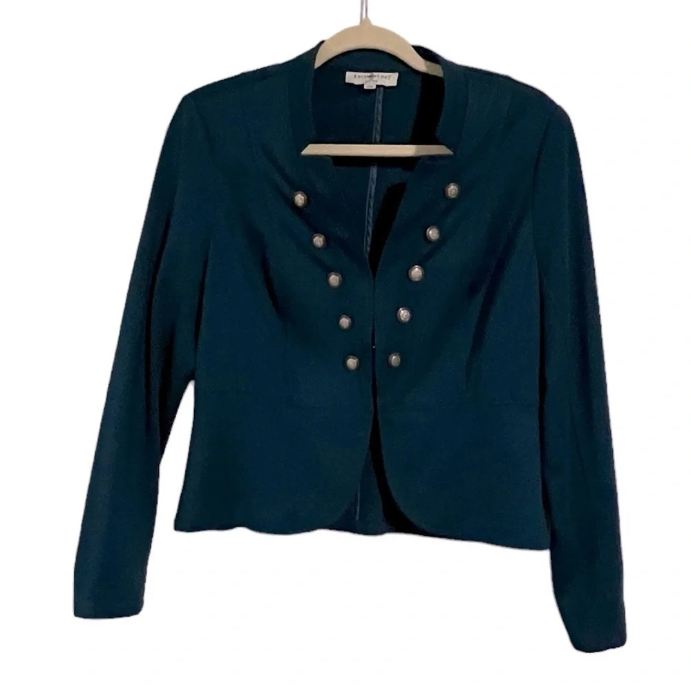 Kate Rosy peplum military style blazer‎ size petite PM turquoise jacket nautical